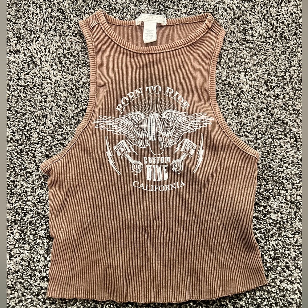 Ribbed Graphic Top Motorcyles